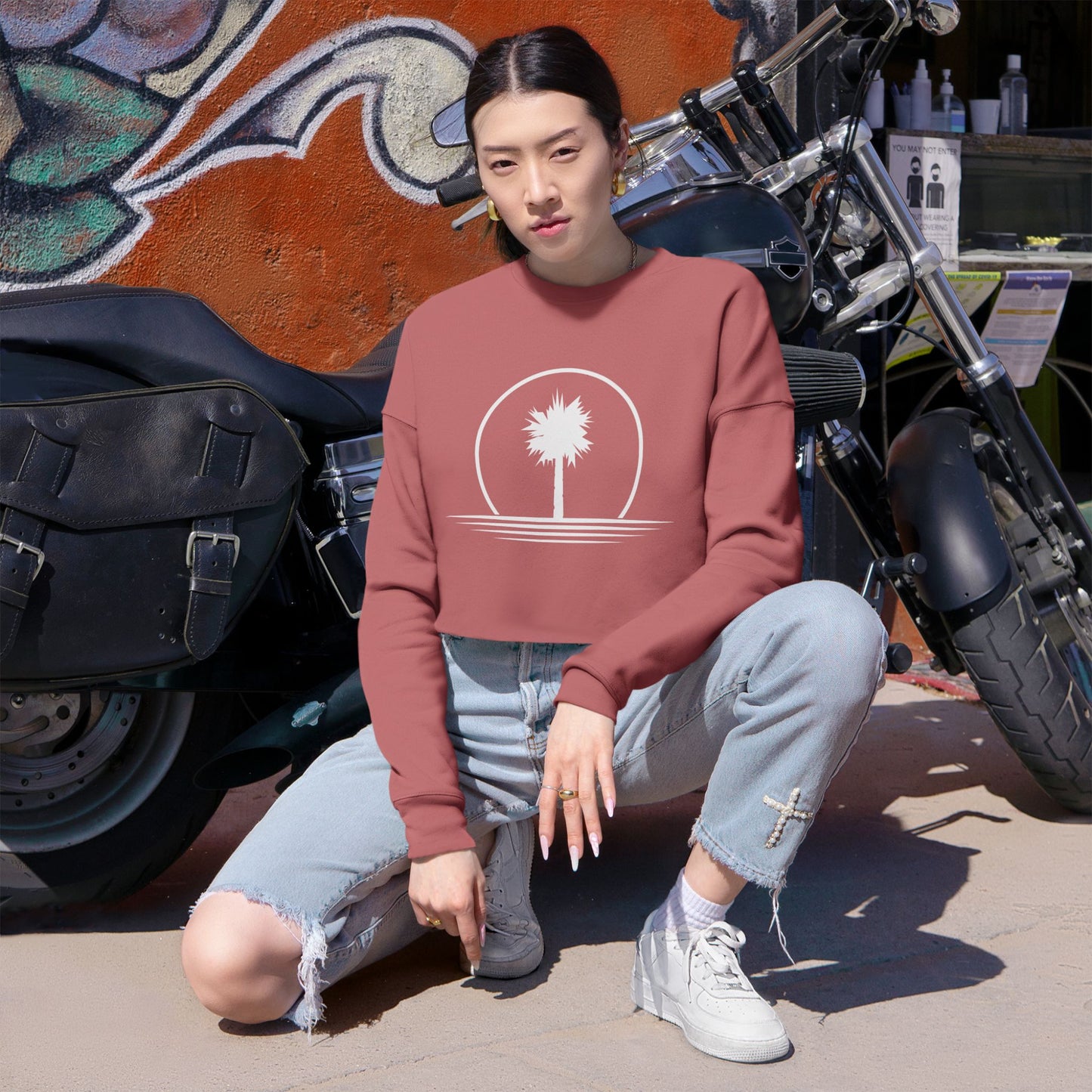 Dusty Palm Women's Cropped Sweatshirt