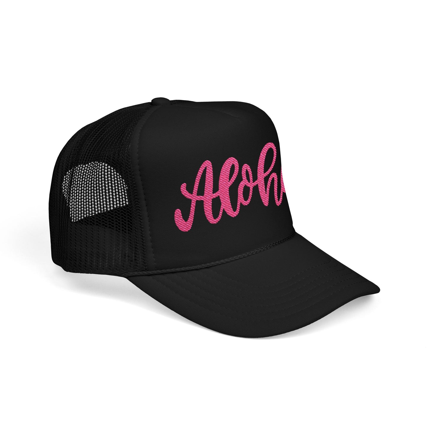 Embroidered Aloha Foam Trucker Hat | Casual Summer Headwear, Beach Style, Gift for Surfers, Outdoor Adventures, Festival Accessory