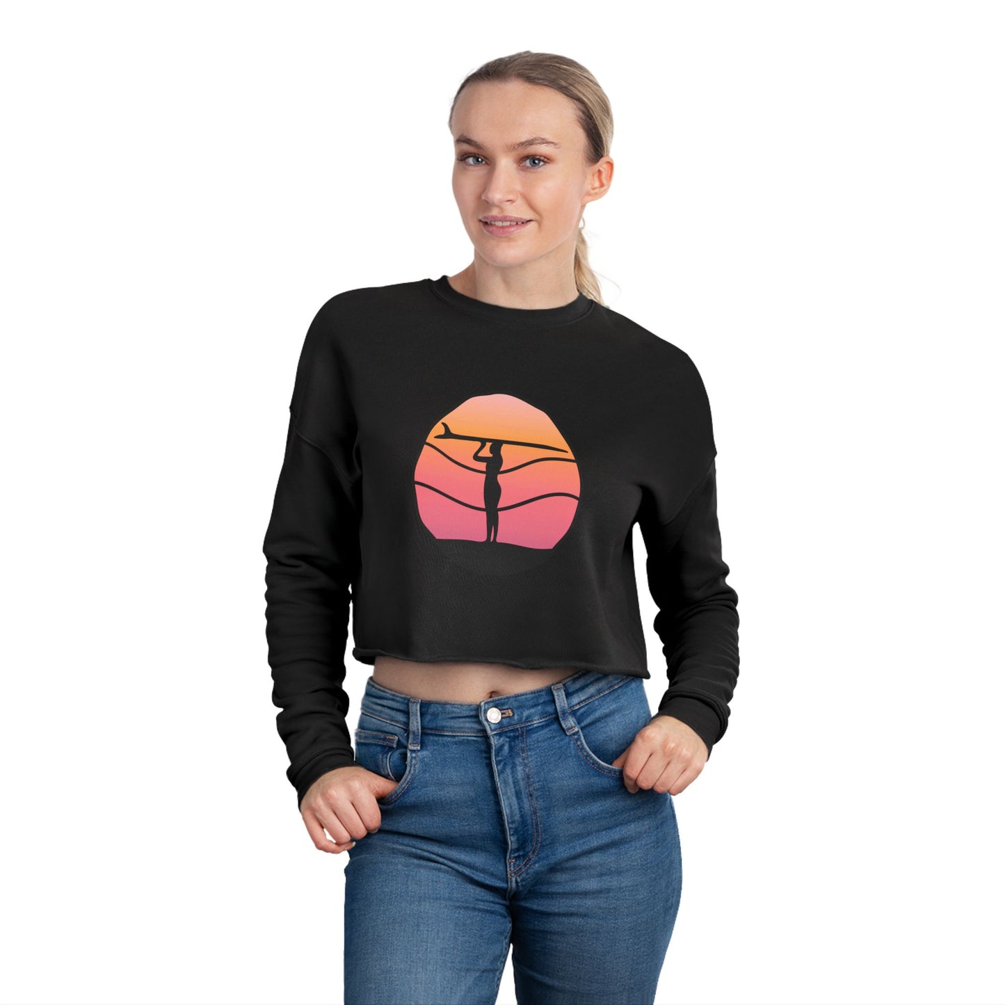 Sunset Surfer Women's Cropped Sweatshirt