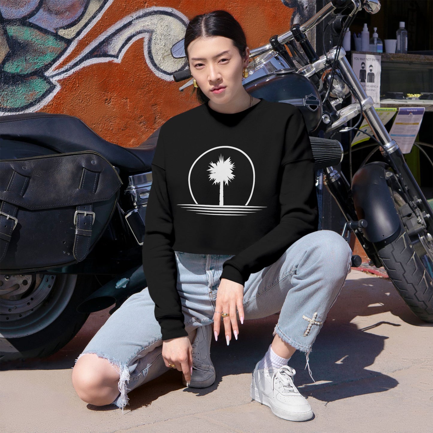 Dusty Palm Women's Cropped Sweatshirt