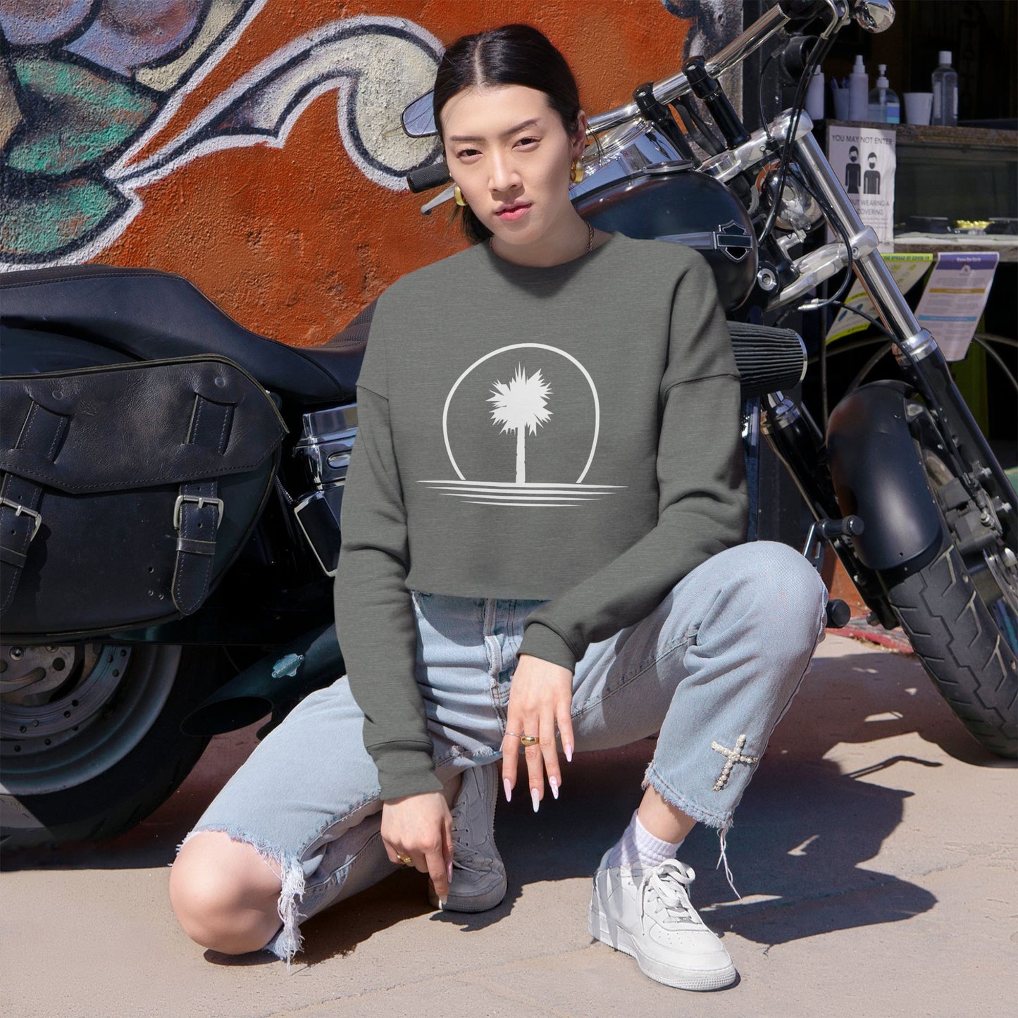 Dusty Palm Women's Cropped Sweatshirt