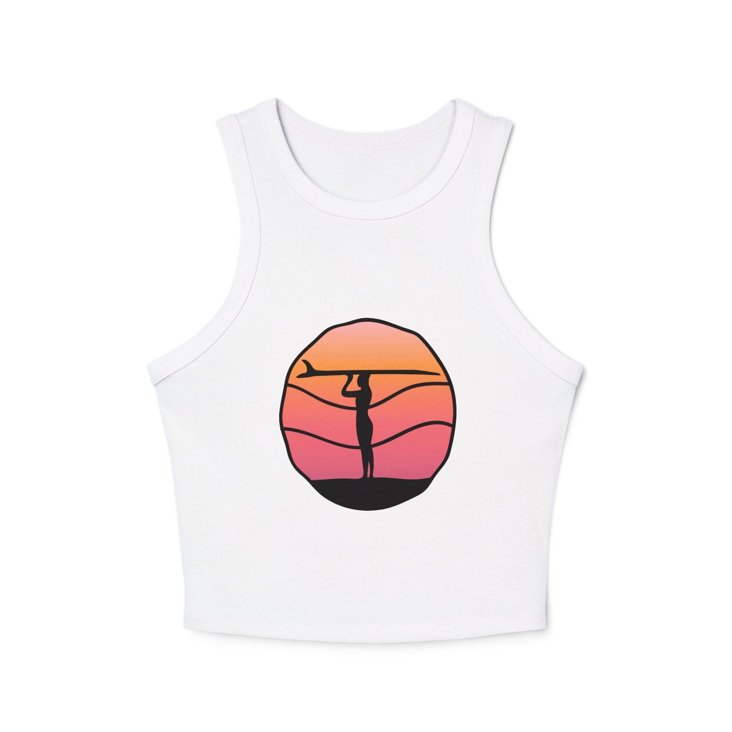 Sunset Surfer Women's Micro Rib Racer Tank Top