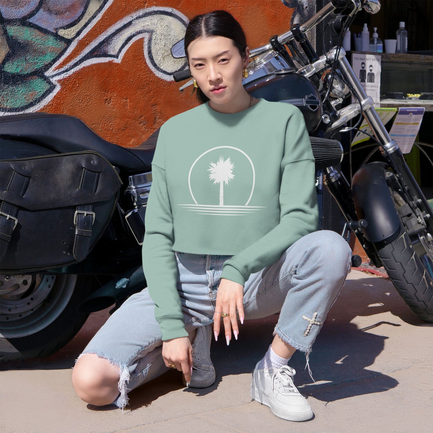 Dusty Palm Women's Cropped Sweatshirt