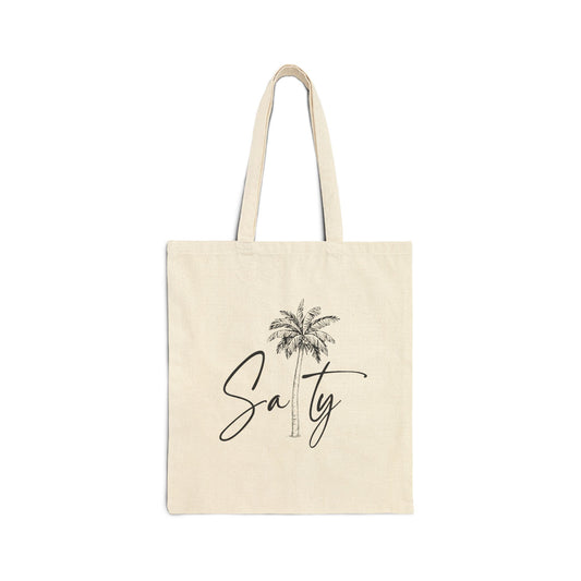 Salty Palm Cotton Canvas Tote Bag