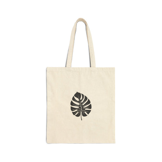 Monstera Leaf Cotton Canvas Tote Bag