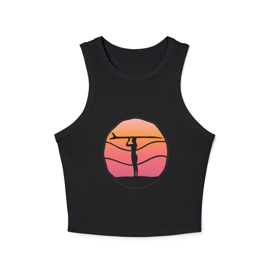 Sunset Surfer Women's Micro Rib Racer Tank Top